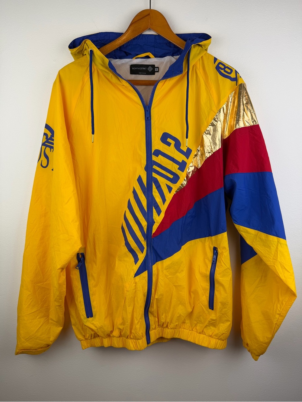 8IGHTH/DSTRKT Men’s 2XL Hooded Yellow Windbreaker Jogging
